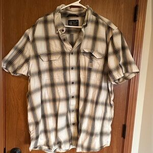 Carhartt Men's Casual Plaid Shirt - Cream and Black